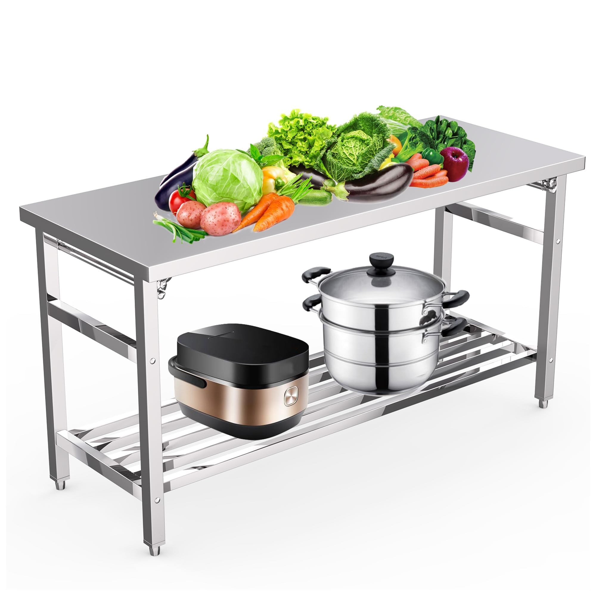 Commercial Kitchen Prep Table - Meja Persiapan Lipat Stainless Steel 60