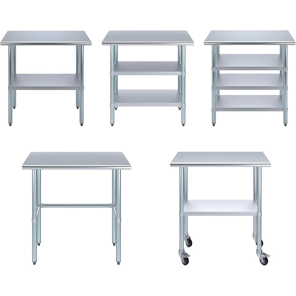 Commercial Kitchen Prep Table - Meja Stainless Steel + Tambahkan Roda