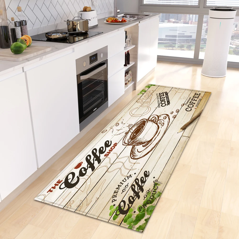 Commercial Kitchen Zones - Karpet Dapur Bertema Kopi Anti-Selip Tahan