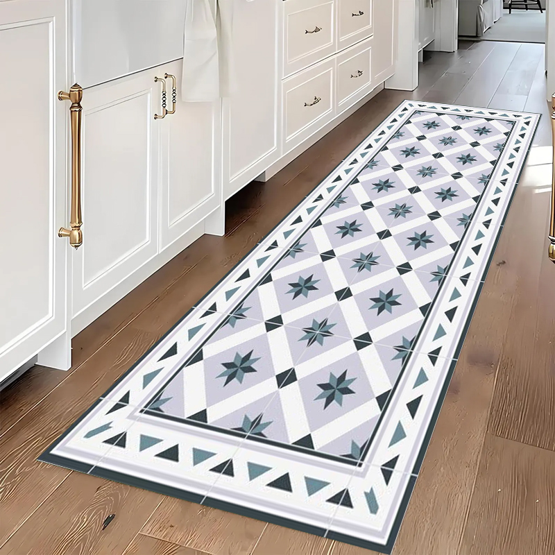 Commercial Kitchen Tile - Karpet Runner Motif Geometris Biru dan
