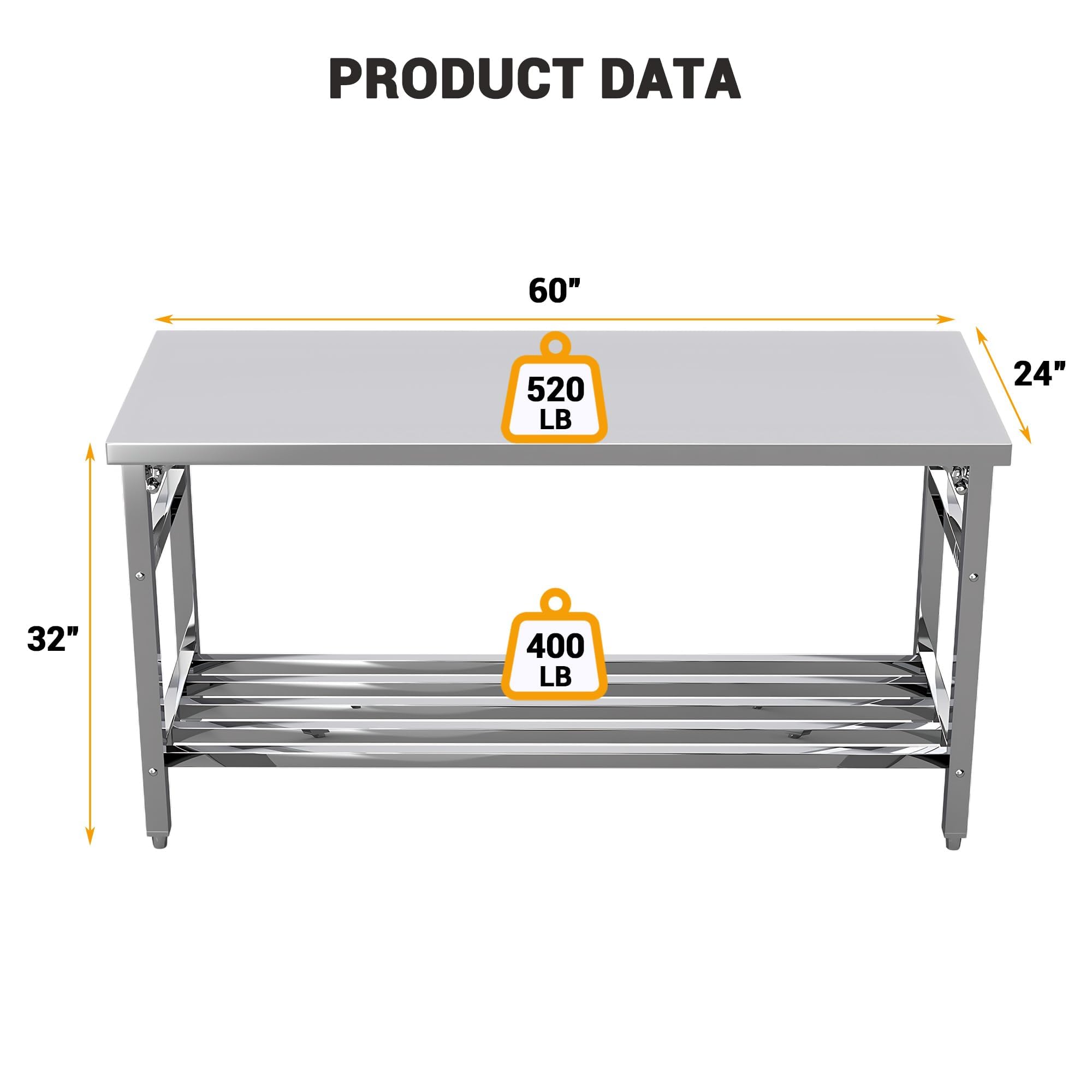 Meja Persiapan Lipat Stainless - Commercial Kitchen Prep Table ulasan dan harga
