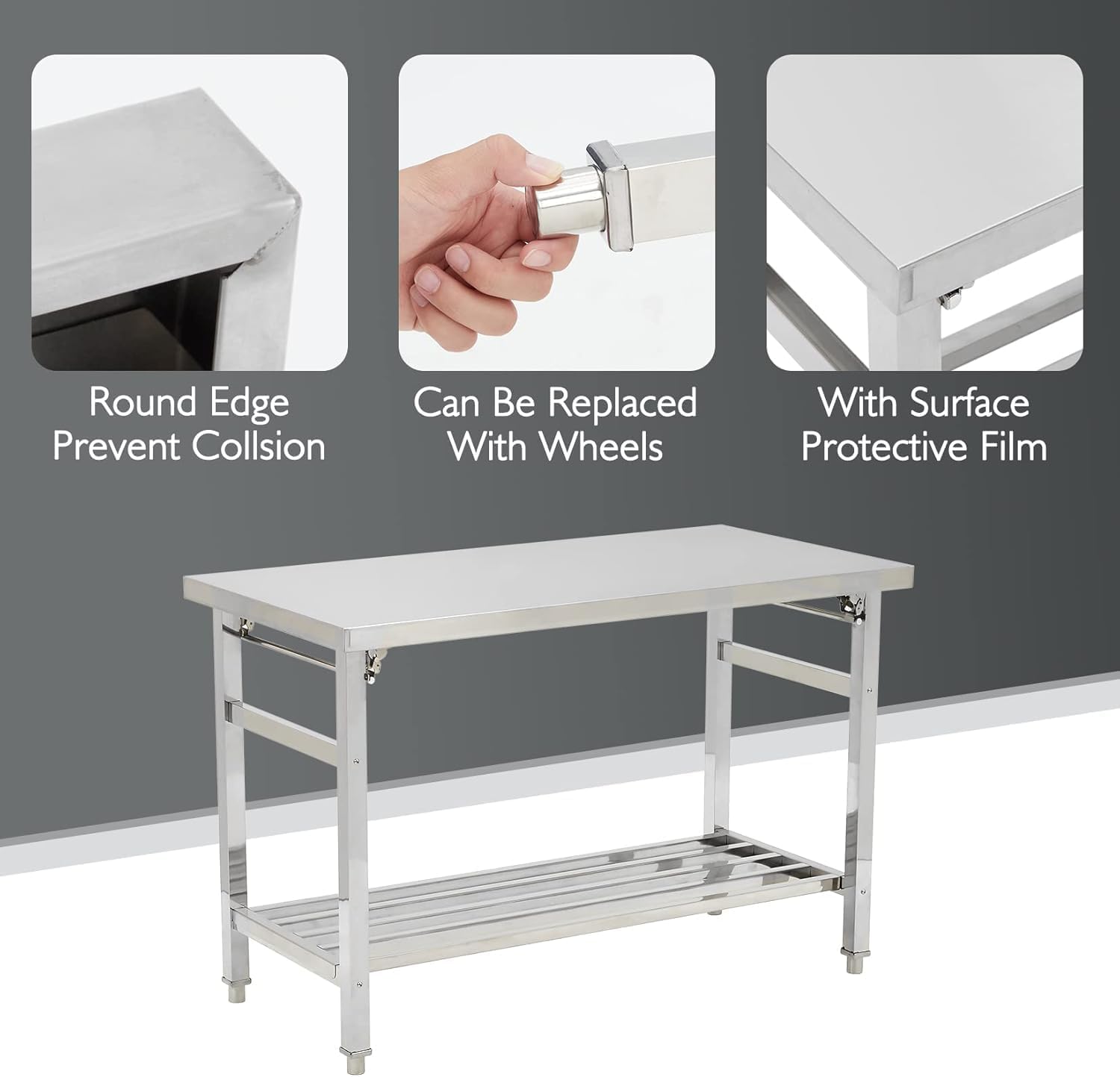 Meja Persiapan Lipat Stainless - Commercial Kitchen Prep Table ulasan dan harga