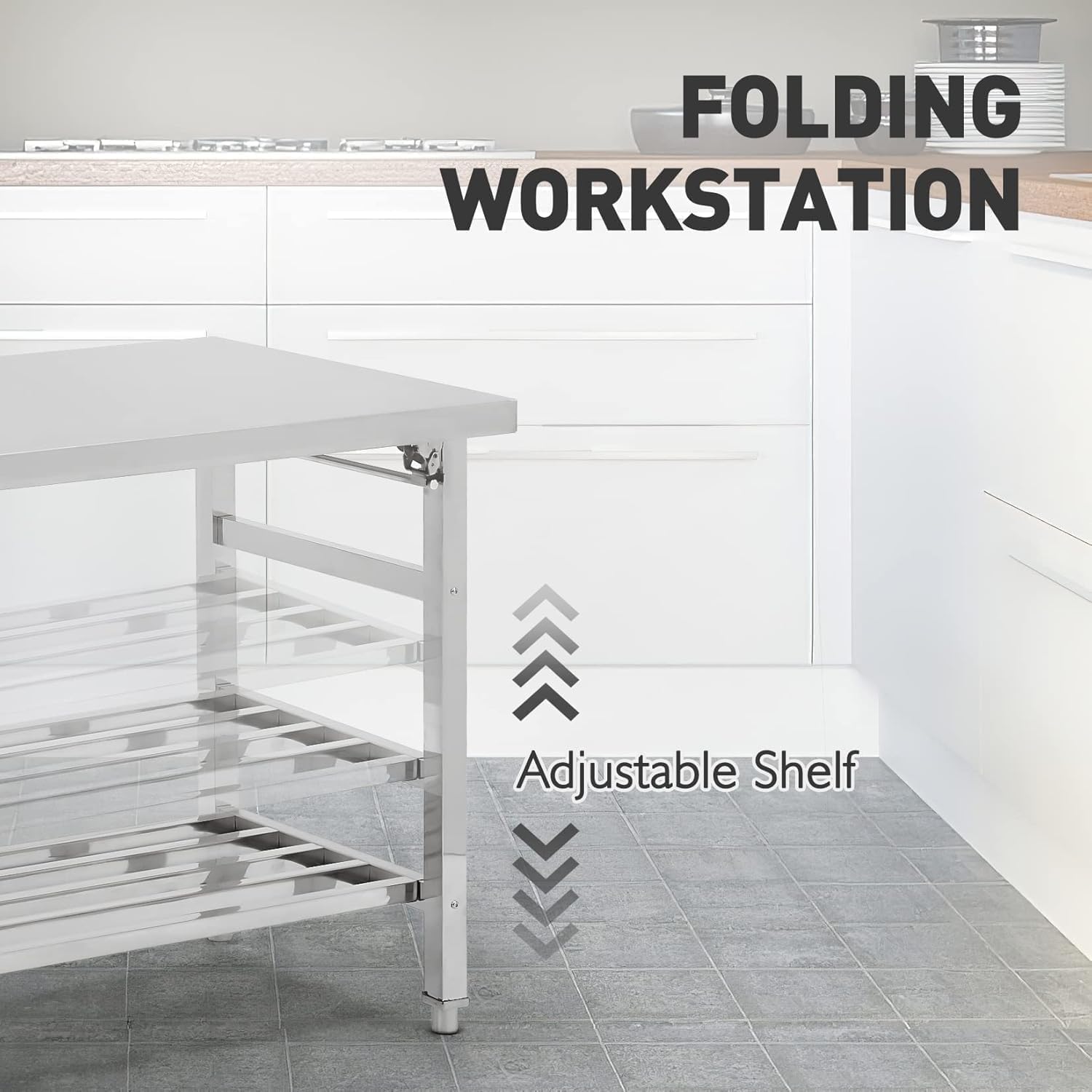 Meja Persiapan Lipat Stainless - Commercial Kitchen Prep Table ulasan dan harga