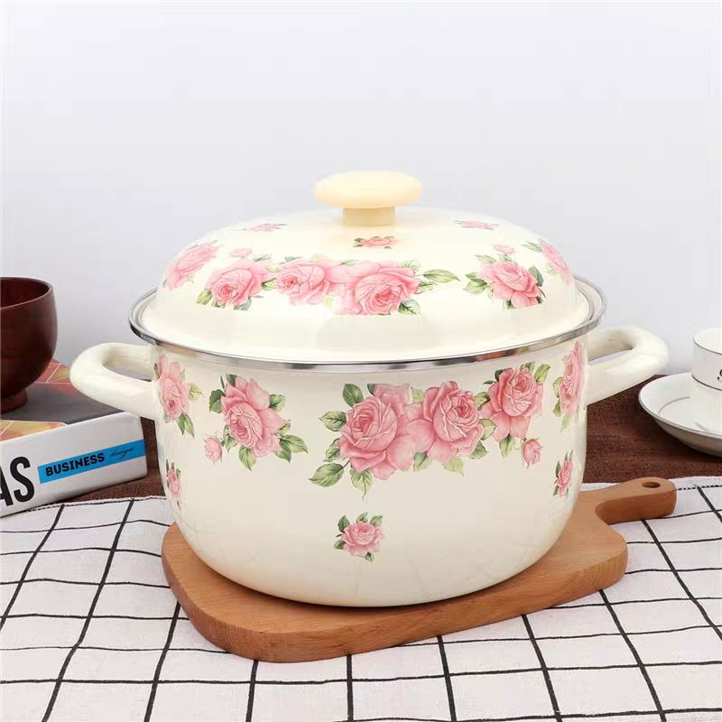 Panci telinga ganda Enamel maw - Soup Kettle Warmer ulasan dan harga