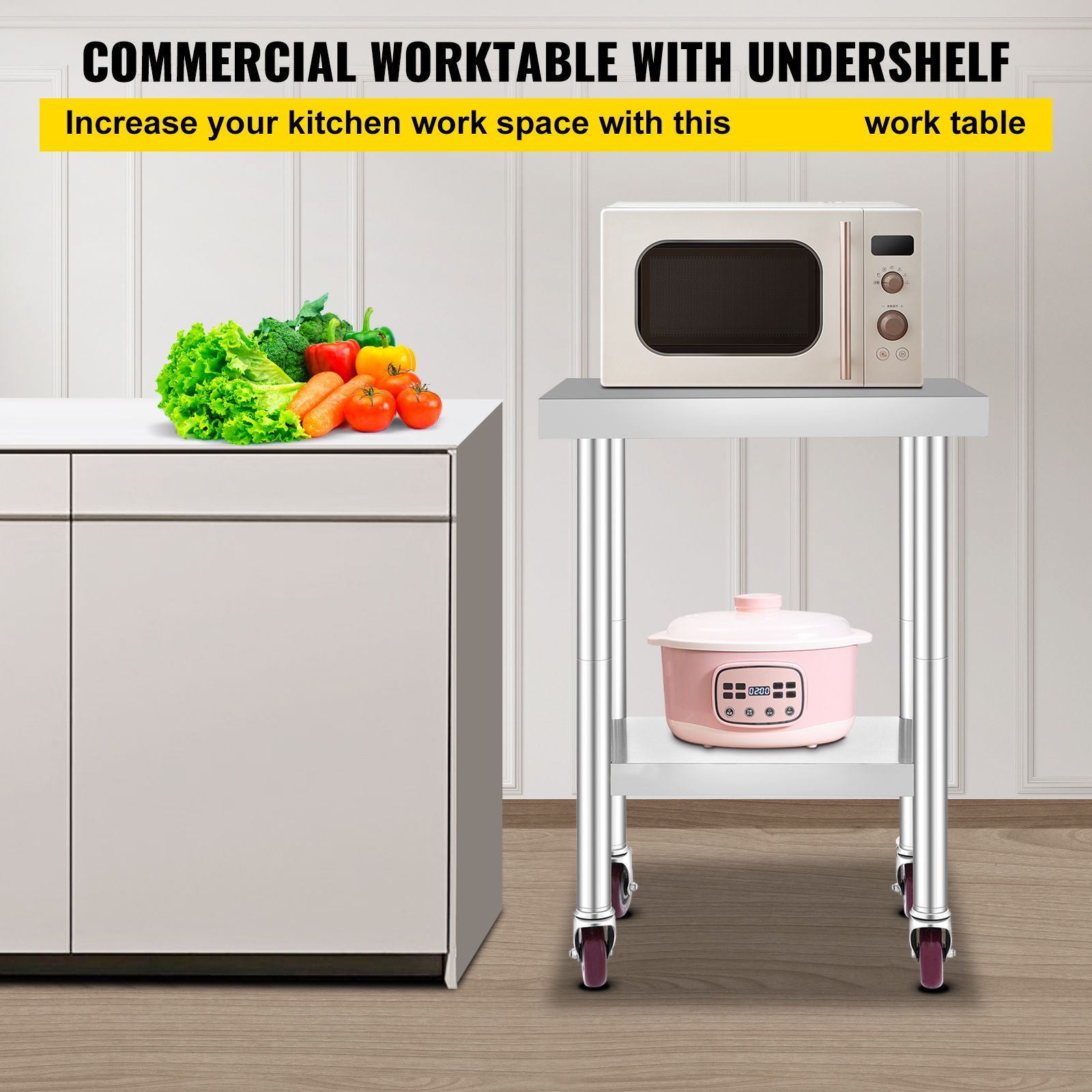 Meja Kerja Stainless Steel 24  - Commercial Kitchen Prep Table ulasan dan harga