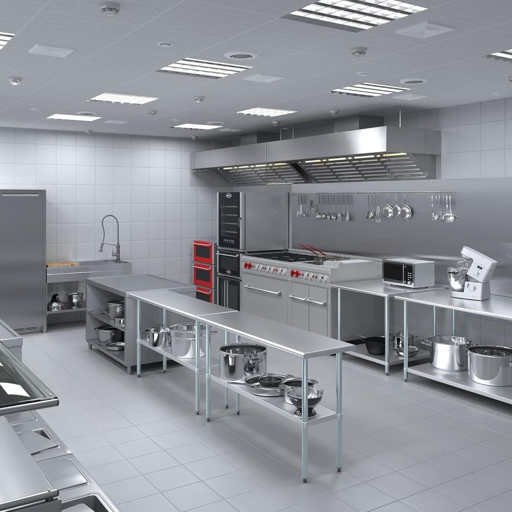 Meja Stainless Steel + Tambahk - Commercial Kitchen Prep Table ulasan dan harga
