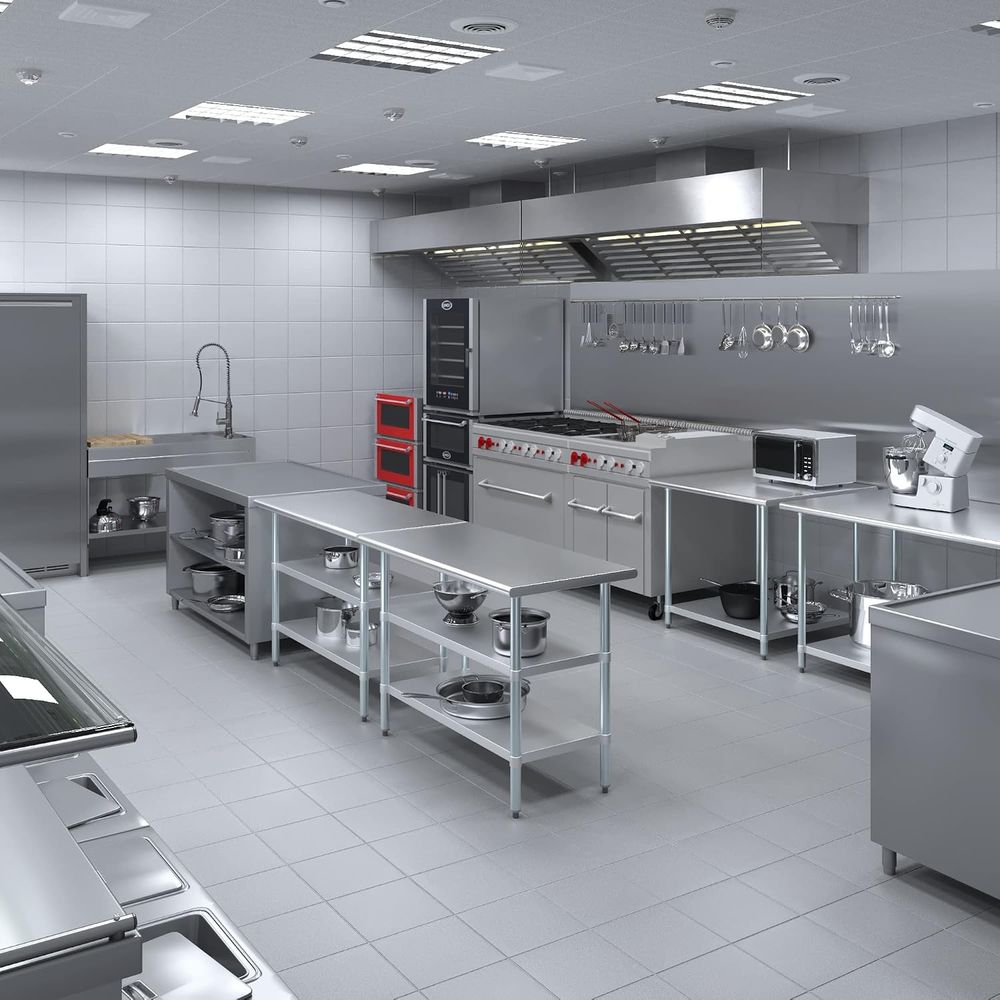 Meja Stainless Steel + Tambahk - Commercial Kitchen Prep Table ulasan dan harga