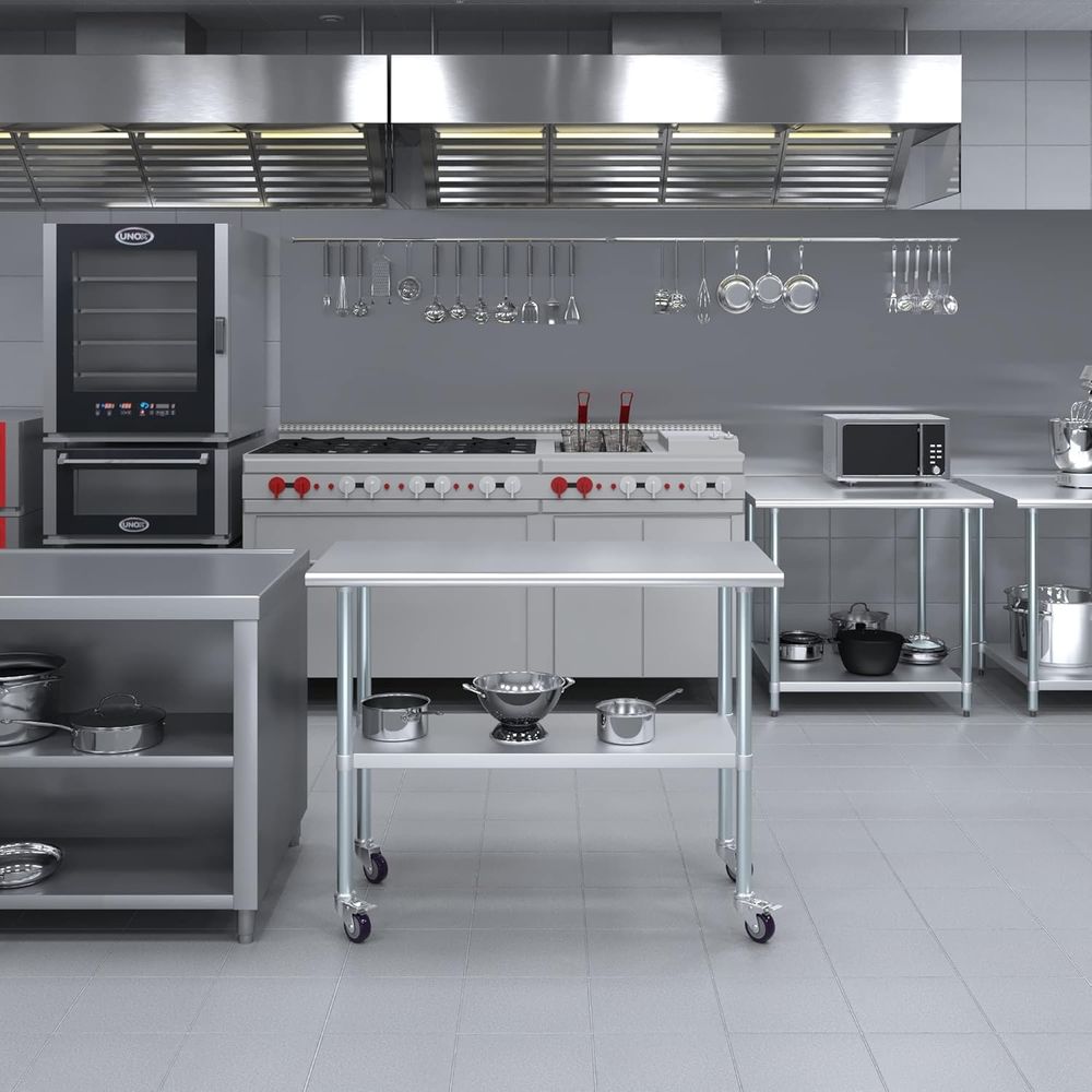 Meja Stainless Steel + Tambahk - Commercial Kitchen Prep Table ulasan dan harga