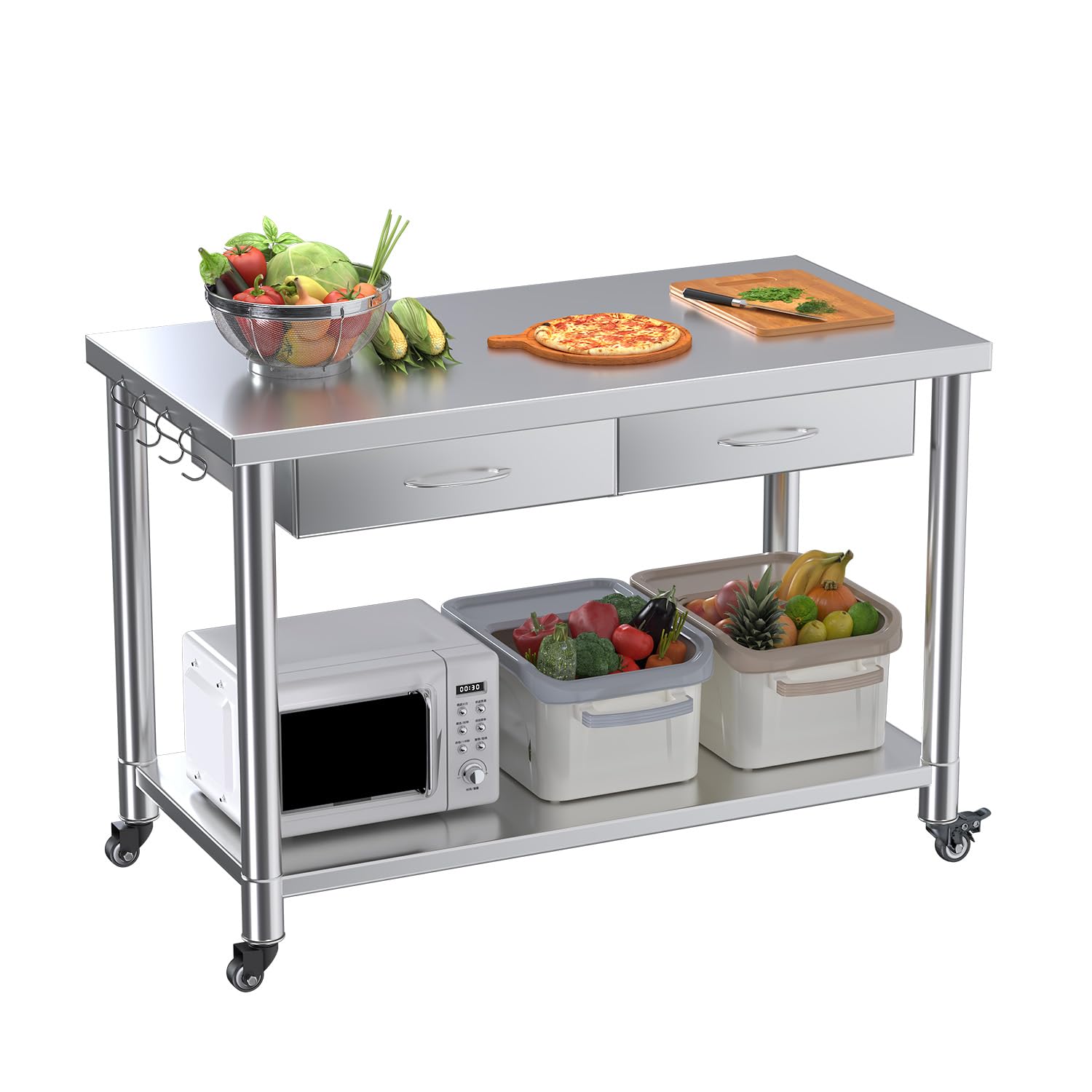 Meja Dapur Stainless Steel den - Commercial Kitchen Prep Table ulasan dan harga
