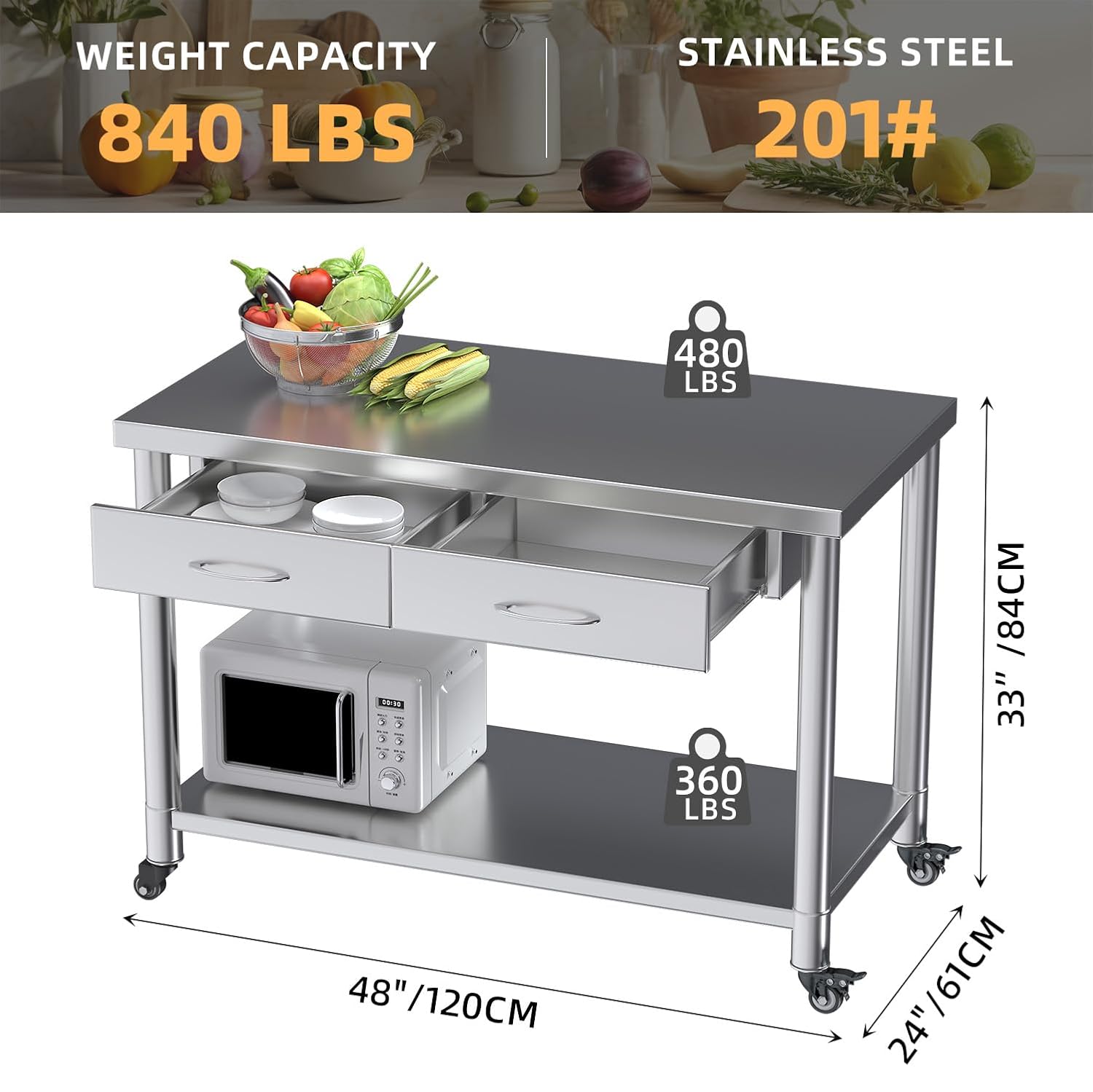 Meja Dapur Stainless Steel den - Commercial Kitchen Prep Table ulasan dan harga